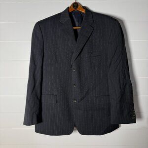 Lauren Ralph Lauren Black Pin Stripe 100% Wool Blazer Sports Coat Size 46R